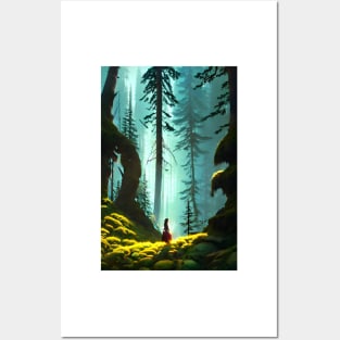 Adorable Anime Girl Nature Forest Landscape Posters and Art